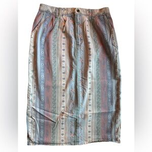 Vintage Carolina Blues 100% Cotton Boho Soft Jean Skirt • unique Print •